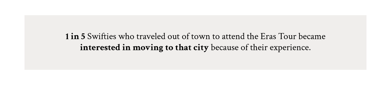 Callout box describing how out-of-state travelers became interested in moving to the city they saw Taylor Swift's Eras Tour in.